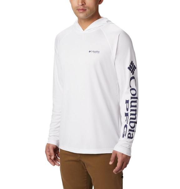 Columbia PFG Terminal Tackle Hoodies White For Men's NZ8635 New Zealand